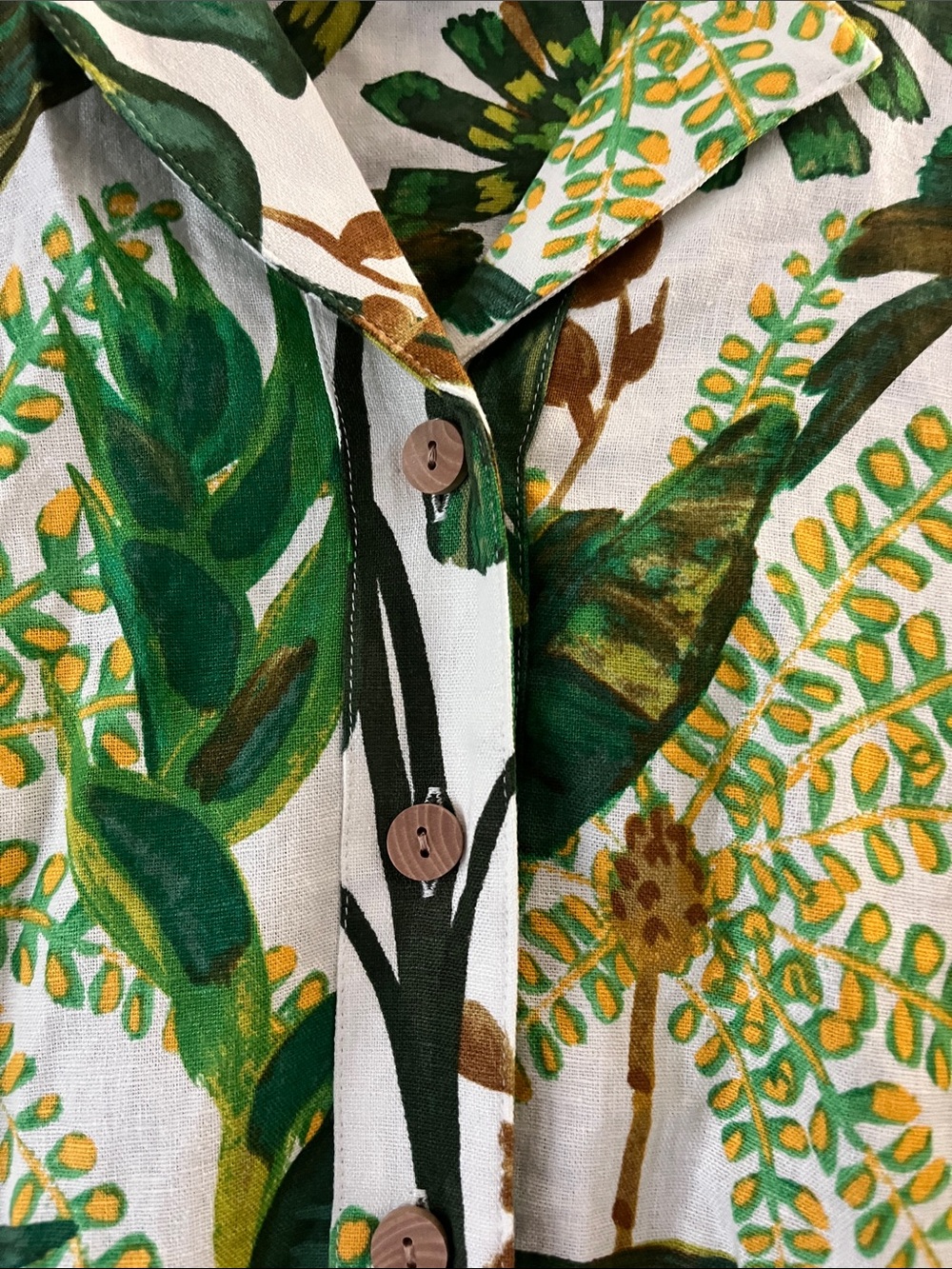 Tropical Leaf Button-Front Camp Shirt - Green & White - Picture 11 of 16